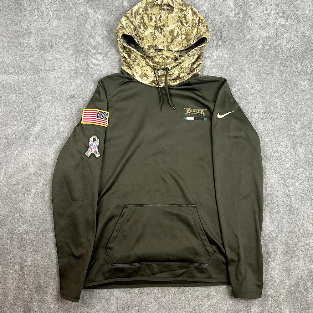 Philadelphia Eagles Salute to Service Hoodie Sweatshirt Mens L Arm Green‎ NFL